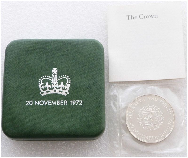 1972 Silver Wedding Anniversary 25p Silver Proof Crown Coin Box Coa 1972 Silver Wedding Anniversary 25p Silver Proof Crown Coin Box Coa