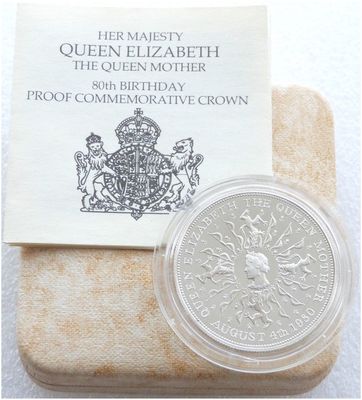 1980 Queen Mother 80th Birthday 25p Silver Proof Crown Coin Box Coa 1980 Queen Mother 80th Birthday 25p Silver Proof Crown Coin Box Coa