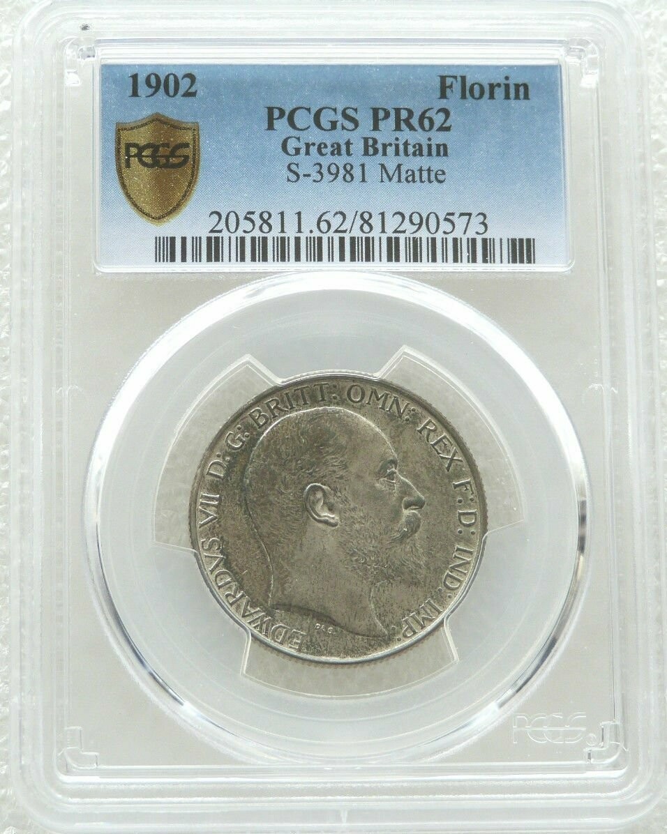 1902 Edward VII Coronation Florin Silver Matte Proof Coin PCGS PR62 1902 Edward VII Coronation Florin Silver Matte Proof Coin PCGS PR62