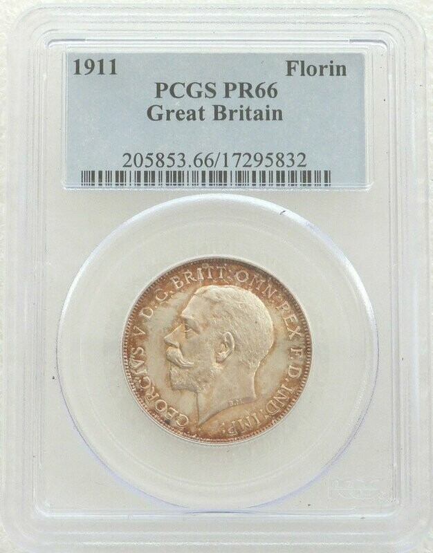 1911 George V Coronation Florin Silver Proof Coin PCGS PR66 1911 George V Coronation Florin Silver Proof Coin PCGS PR66