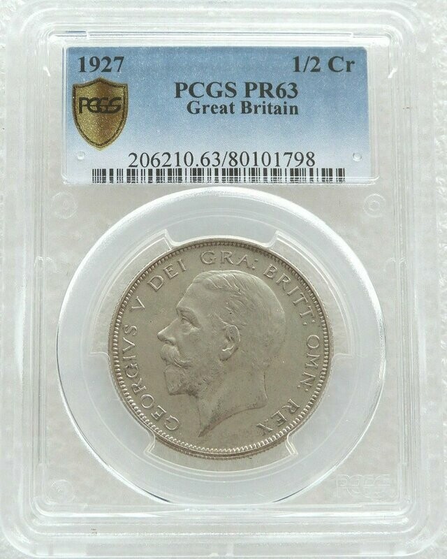 1927 George V Bare Head Half Crown Silver Proof Coin PCGS PR63 1927 George V Bare Head Half Crown Silver Proof Coin PCGS PR63