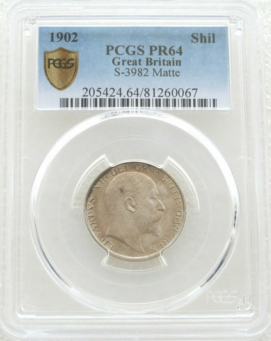 1902 Edward VII Coronation Shilling Silver Matte Proof Coin PCGS PR64 1902 Edward VII Coronation Shilling Silver Matte Proof Coin PCGS PR64