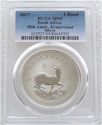 2017 South Africa 50th Anniversary Privy Mark Krugerrand Silver 1oz Coin PCGS SP69 2017 South Africa 50th Anniversary Privy Mark Krugerrand Silver 1oz Coin PCGS SP69
