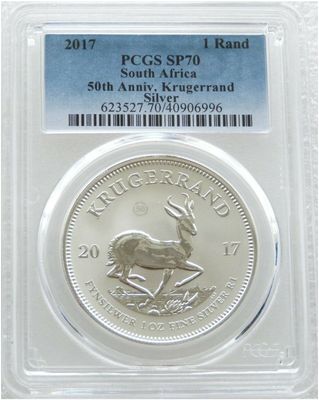 2017 South Africa 50th Anniversary Privy Mark Krugerrand Silver 1oz Coin PCGS SP70 2017 South Africa 50th Anniversary Privy Mark Krugerrand Silver 1oz Coin PCGS SP70