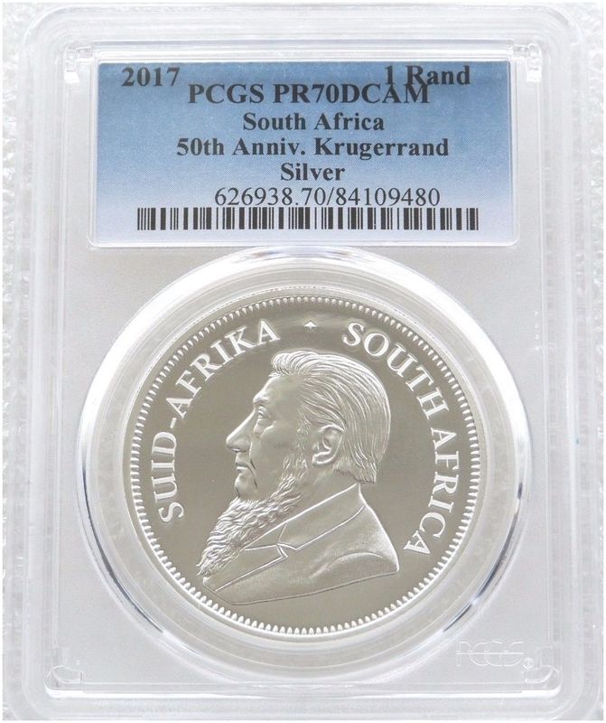 2017 South Africa 50th Anniversary Privy Mark Krugerrand Silver Proof 1oz Coin PCGS PR70 DCAM