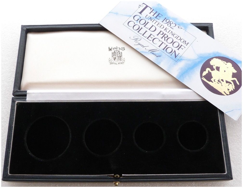 1982 Royal Mint Sovereign Gold Proof 4 Coin Set Box Coa No Coins 1982 Royal Mint Sovereign Gold Proof 4 Coin Set Box Coa No Coins