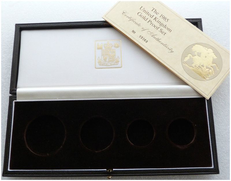 1985 Royal Mint Sovereign Gold Proof 4 Coin Set Box Coa No Coins