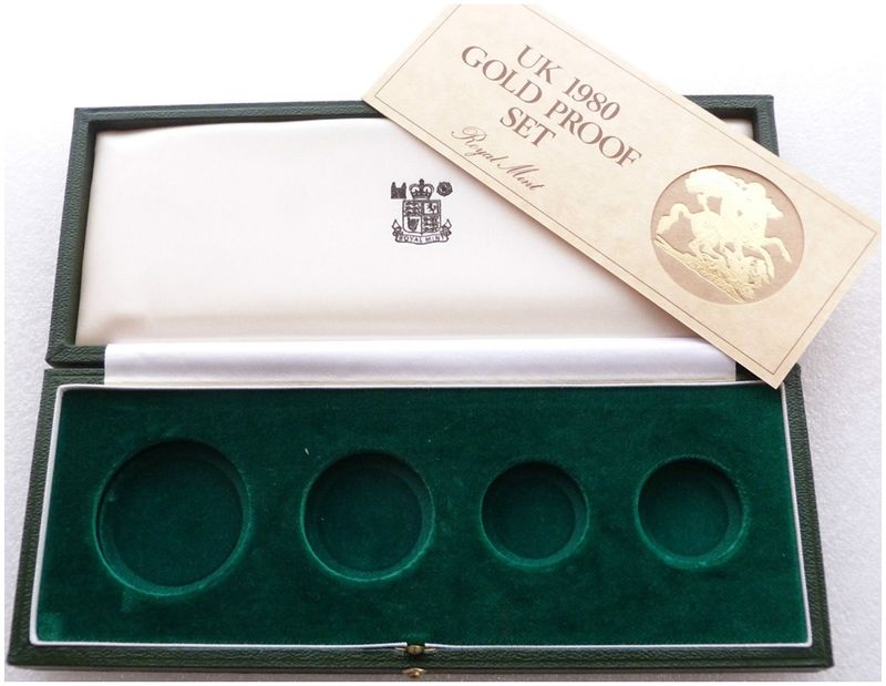 1980 Royal Mint Sovereign Gold Proof 4 Coin Set Box Coa No Coins
