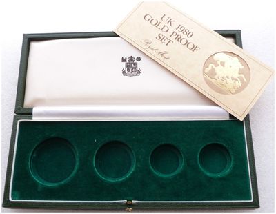 1980 Royal Mint Sovereign Gold Proof 4 Coin Set Box Coa No Coins 1980 Royal Mint Sovereign Gold Proof 4 Coin Set Box Coa No Coins