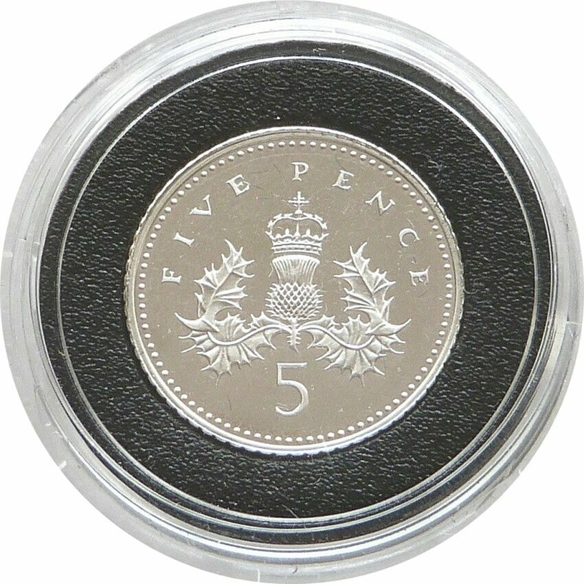 2000 Millennium Crowned Scottish Thistle 5p Silver Proof Coin 2000 Millennium Crowned Scottish Thistle 5p Silver Proof Coin