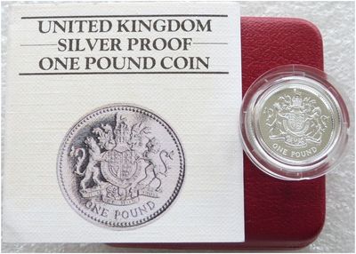 1983 Royal Arms £1 Silver Proof Coin Box Coa 1983 Royal Arms £1 Silver Proof Coin Box Coa