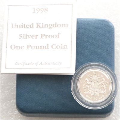 1998 Royal Arms £1 Silver Proof Coin Box Coa