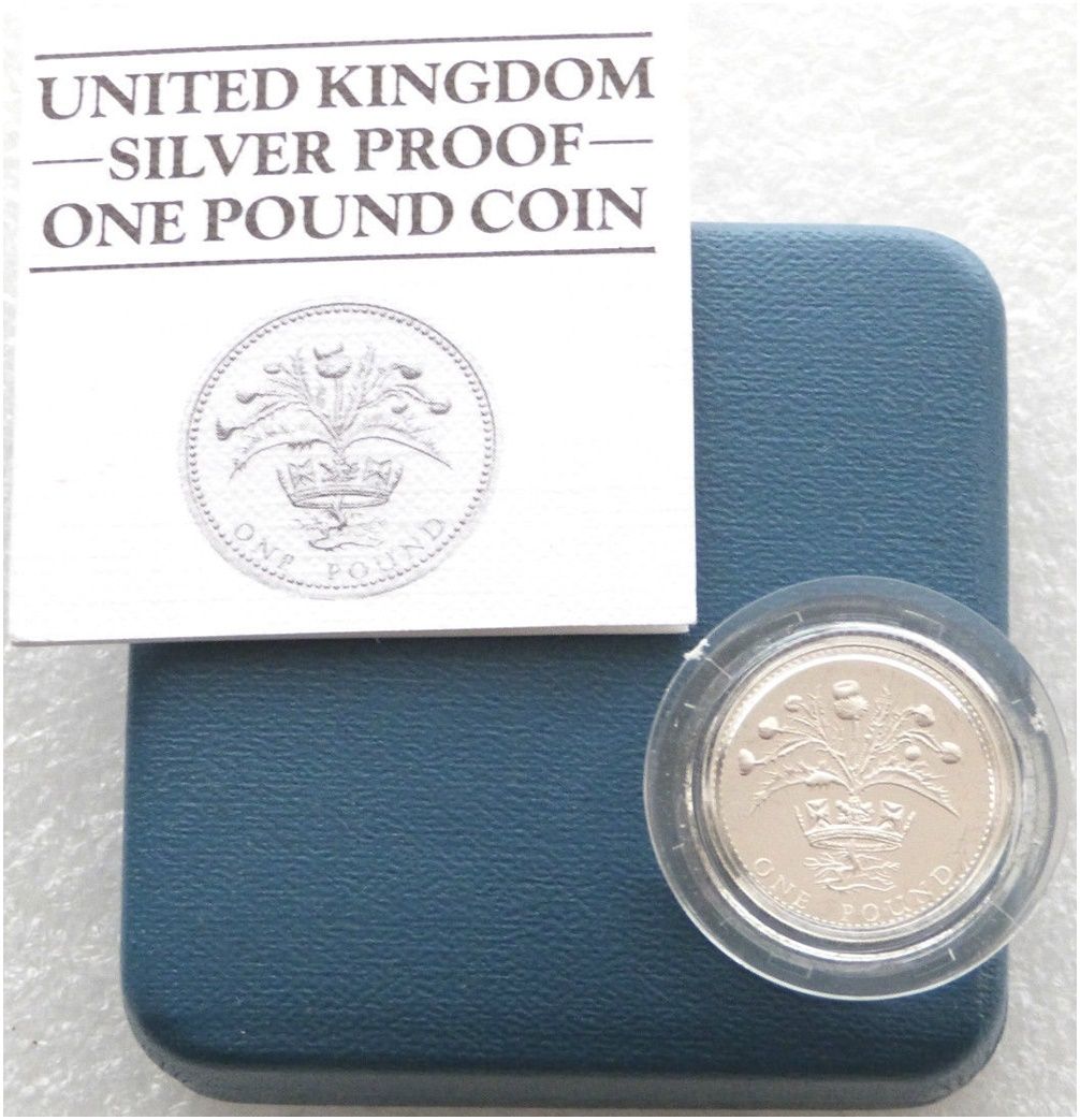 1984 Scottish Thistle £1 Silver Proof Coin Box Coa