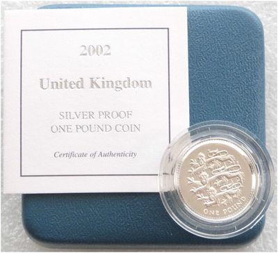 2002 Three Lions of England £1 Silver Proof Coin Box Coa