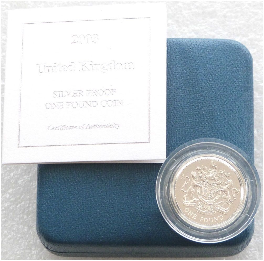 2003 Royal Arms £1 Silver Proof Coin Box Coa