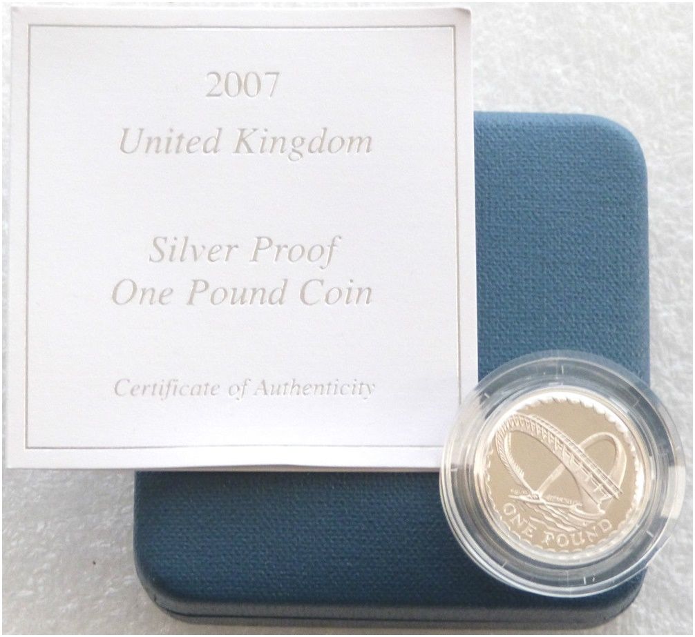 2007 Gateshead Millennium Bridge £1 Silver Proof Coin Box Coa