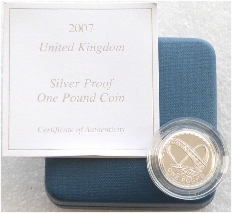 2007 Gateshead Millennium Bridge £1 Silver Proof Coin Box Coa