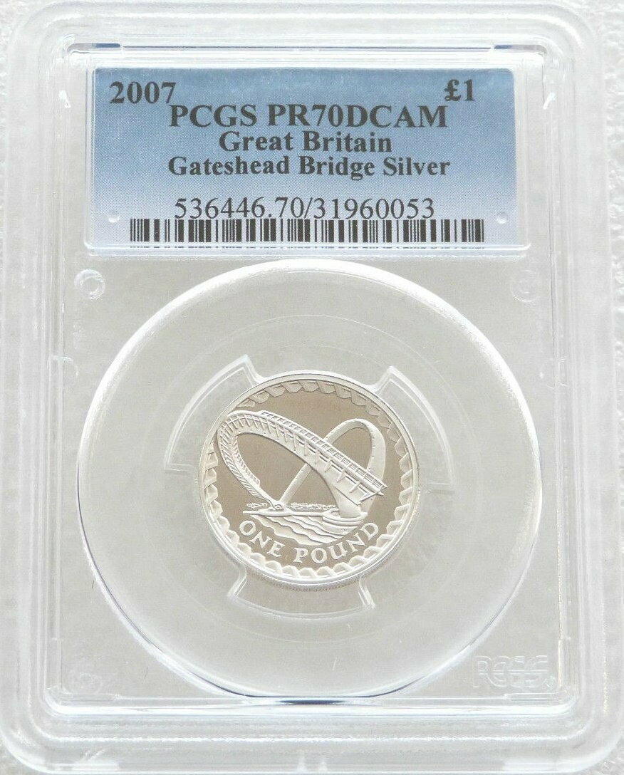 2007 Gateshead Millennium Bridge £1 Silver Proof Coin PCGS PR70 DCAM 2007 Gateshead Millennium Bridge £1 Silver Proof Coin PCGS PR70 DCAM