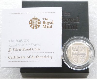 2008 Royal Shield of Arms £1 Silver Proof Coin Box Coa
