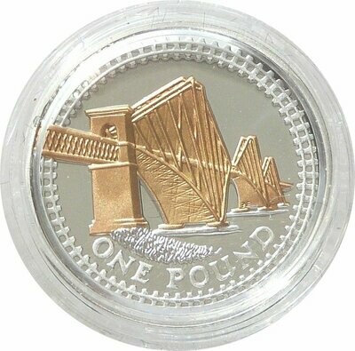 2008 Forth Railway Bridge £1 Silver Gold Proof Coin 2008 Forth Railway Bridge £1 Silver Gold Proof Coin