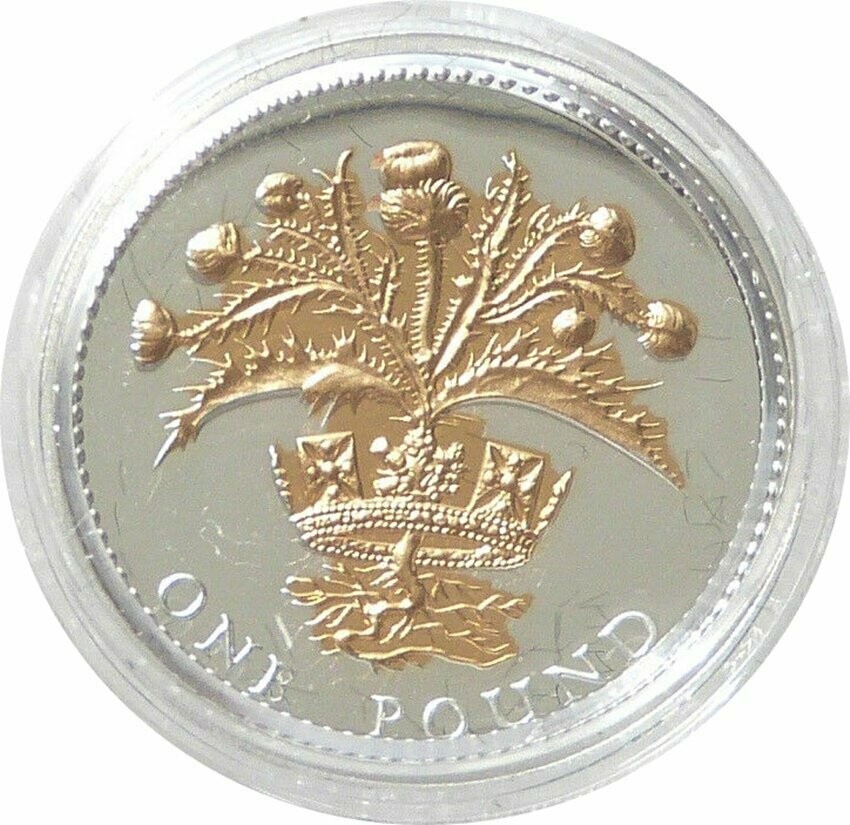 2008 Scottish Thistle £1 Silver Gold Proof Coin 2008 Scottish Thistle £1 Silver Gold Proof Coin