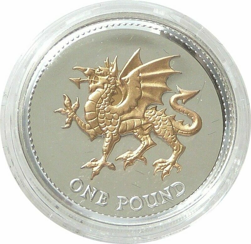 2008 Welsh Dragon £1 Silver Gold Proof Coin 2008 Welsh Dragon £1 Silver Gold Proof Coin