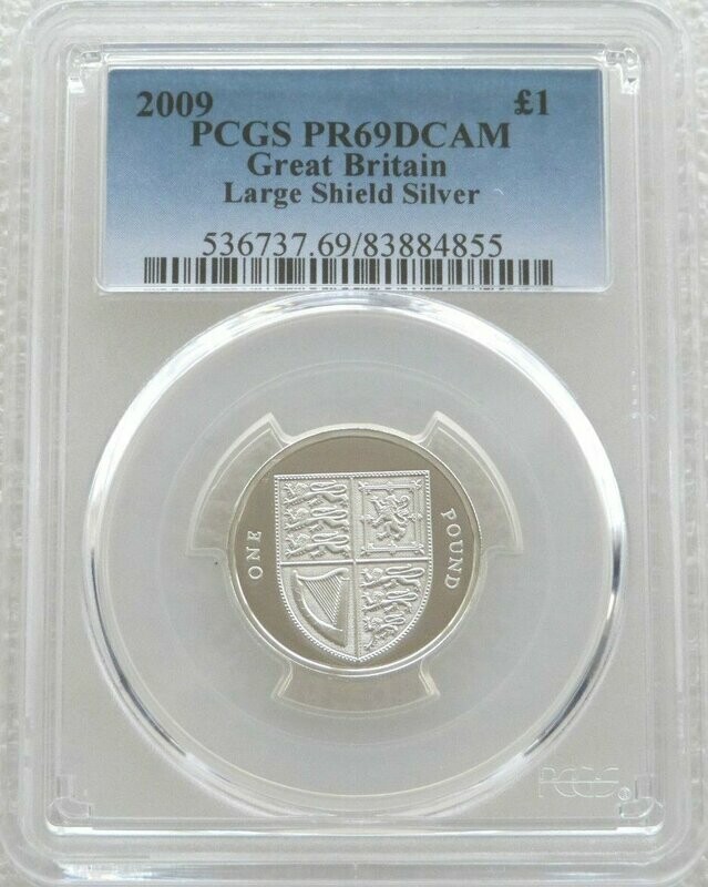 2009 Royal Shield of Arms £1 Silver Proof Coin PCGS PR69 DCAM 2009 Royal Shield of Arms £1 Silver Proof Coin PCGS PR69 DCAM