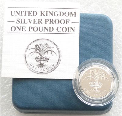 1985 Welsh Leek £1 Silver Proof Coin Box Coa
