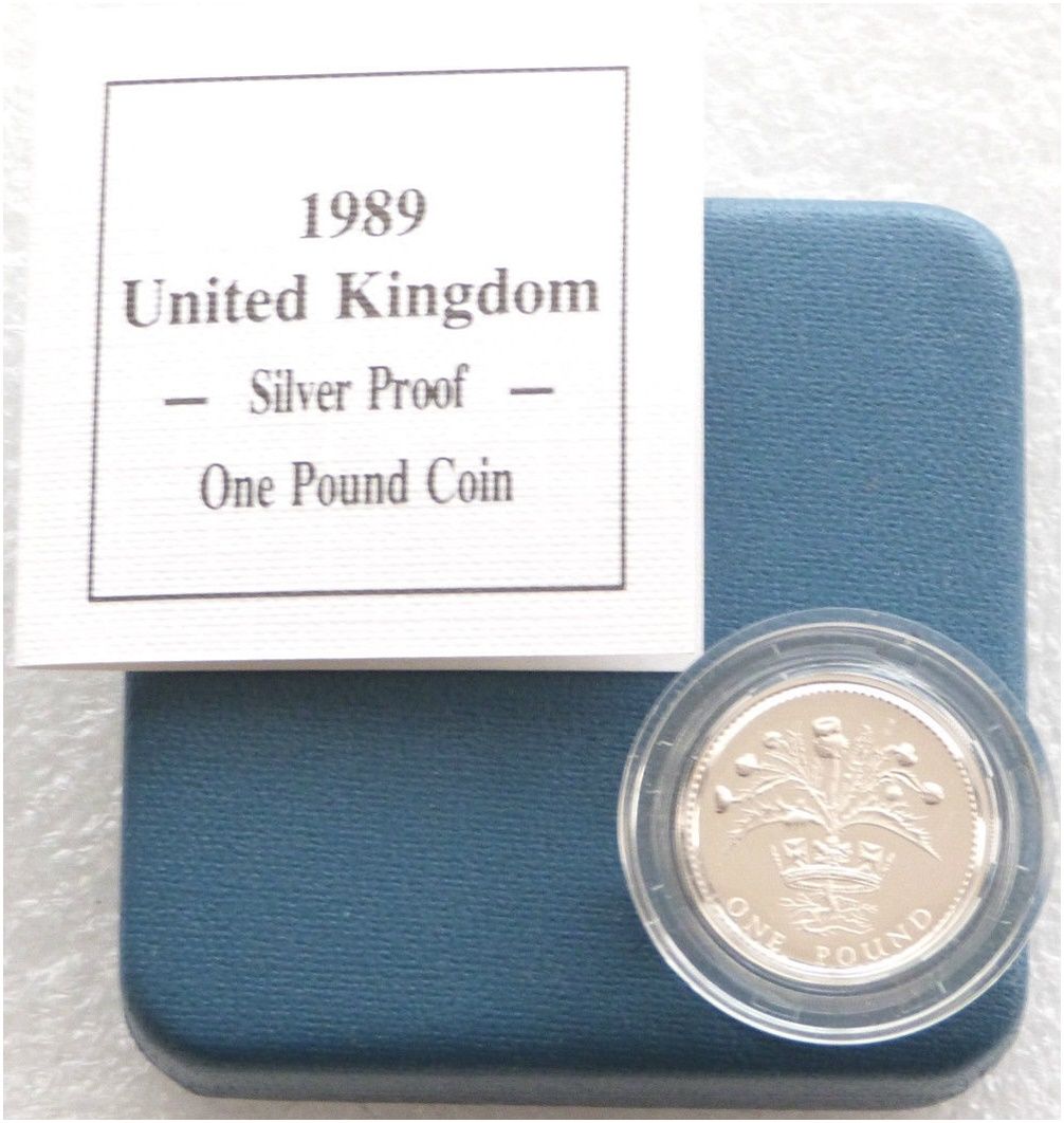 1989 Scottish Thistle £1 Silver Proof Coin Box Coa