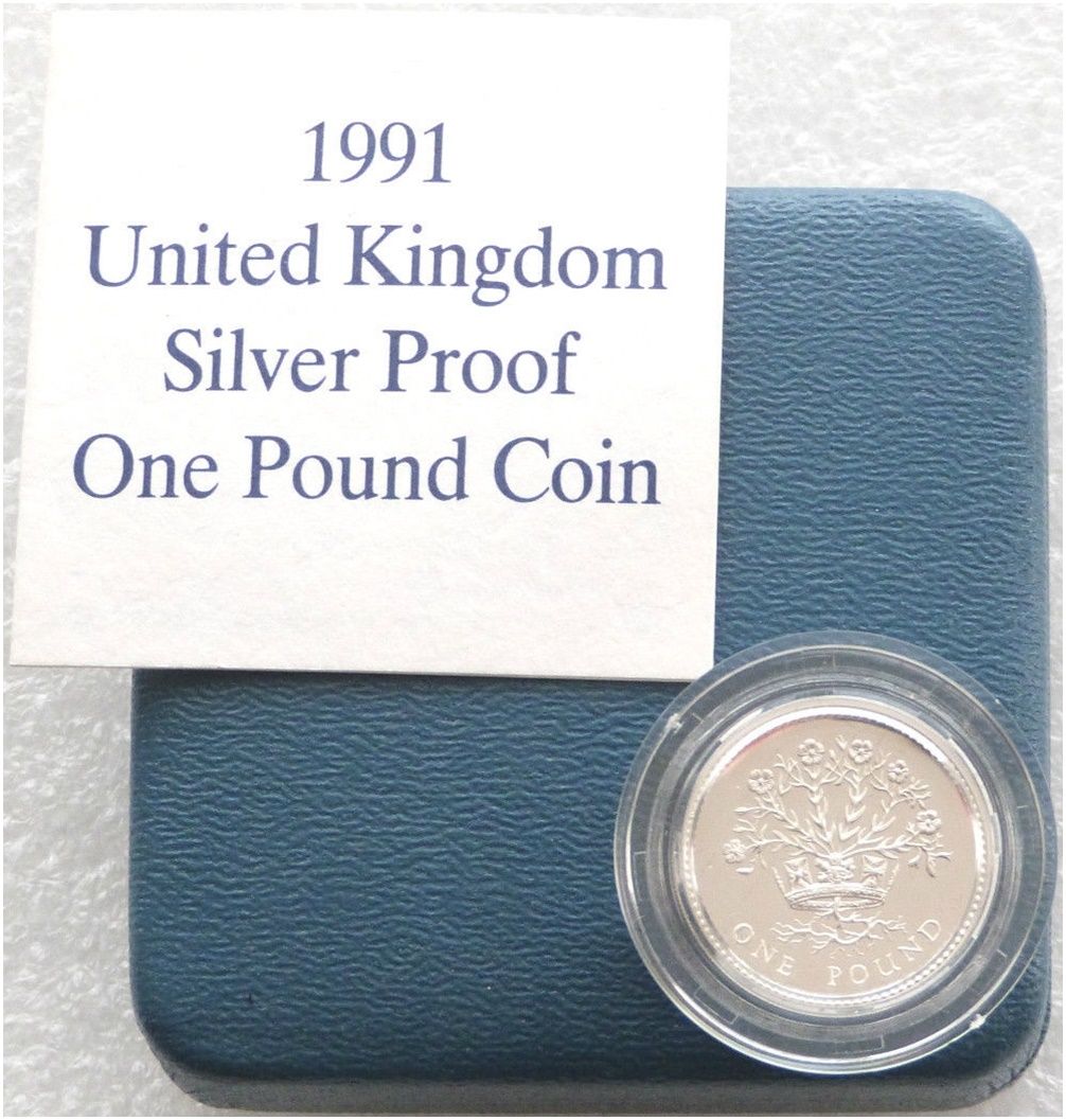 1991 Irish Flax Plant £1 Silver Proof Coin Box Coa