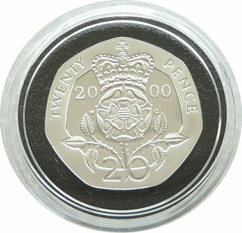 2000 Millennium Crowned Tudor Rose 20p Silver Proof Coin 2000 Millennium Crowned Tudor Rose 20p Silver Proof Coin