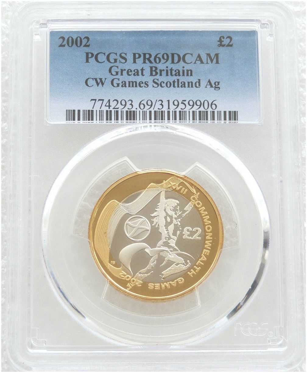 2002 Commonwealth Games Scotland £2 Silver Proof Coin PCGS PR69 DCAM 2002 Commonwealth Games Scotland £2 Silver Proof Coin PCGS PR69 DCAM