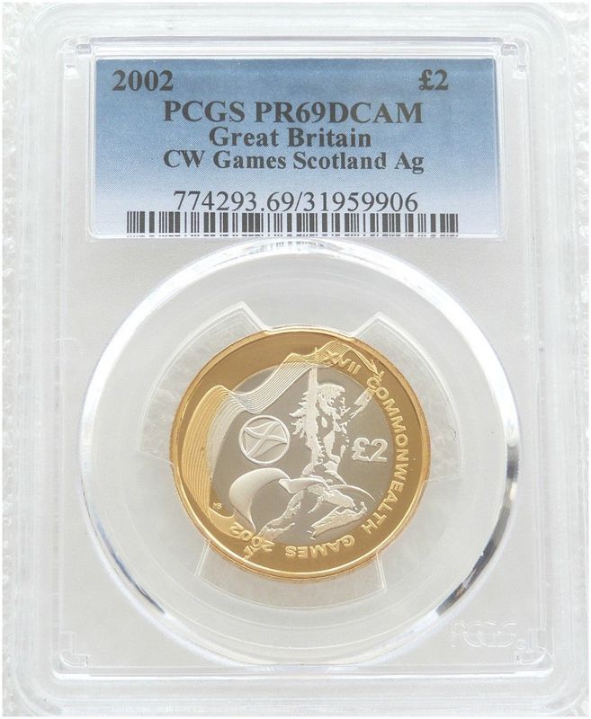 2002 Commonwealth Games Scotland £2 Silver Proof Coin PCGS PR69 DCAM 2002 Commonwealth Games Scotland £2 Silver Proof Coin PCGS PR69 DCAM