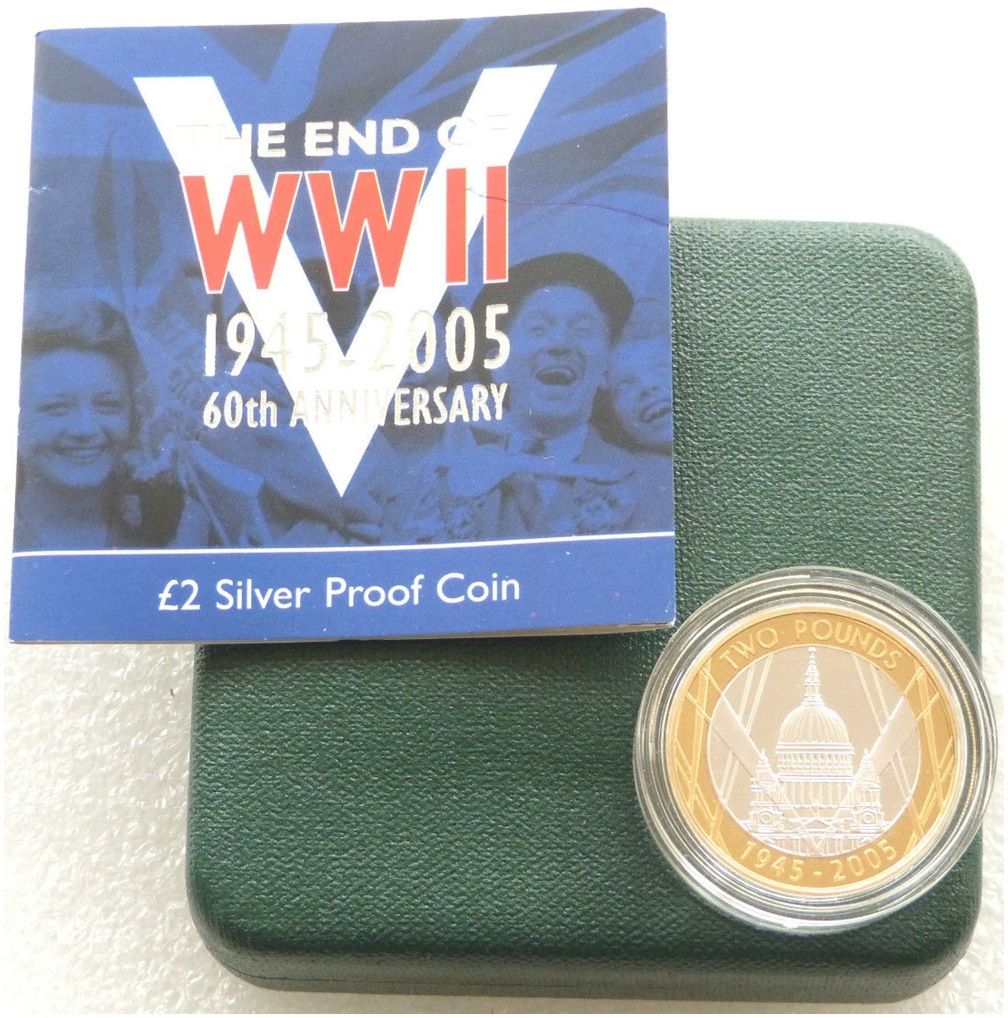 2005 End of Second World War £2 Silver Proof Coin Box Coa 2005 End of Second World War £2 Silver Proof Coin Box Coa