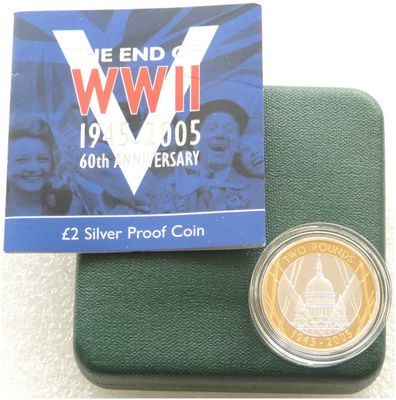 2005 End of Second World War £2 Silver Proof Coin Box Coa 2005 End of Second World War £2 Silver Proof Coin Box Coa