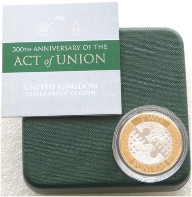 2007 Act of Union £2 Silver Proof Coin Box Coa 2007 Act of Union £2 Silver Proof Coin Box Coa