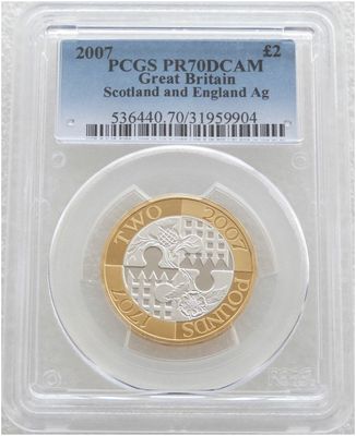 2007 Act of Union £2 Silver Proof Coin PCGS PR70 DCAM 2007 Act of Union £2 Silver Proof Coin PCGS PR70 DCAM