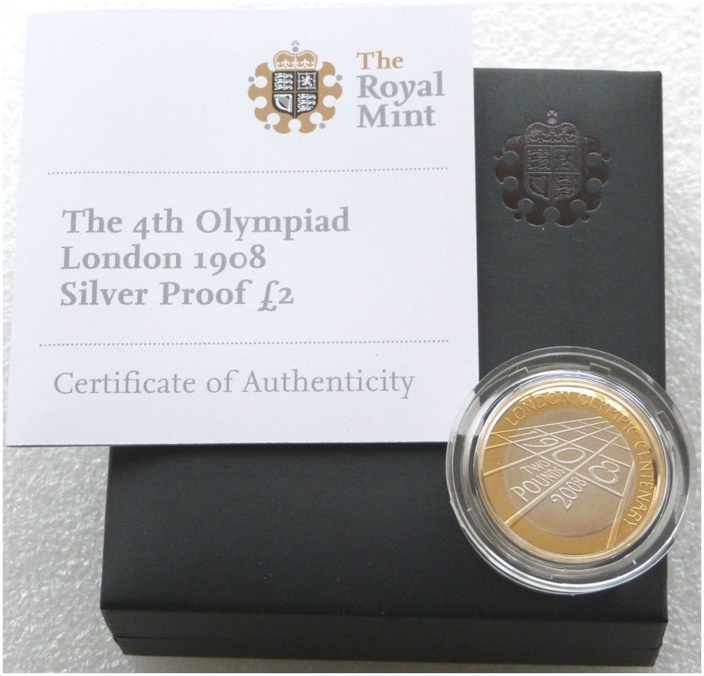 2008 London Olympic Games Centenary £2 Silver Proof Coin Box Coa 2008 London Olympic Games Centenary £2 Silver Proof Coin Box Coa