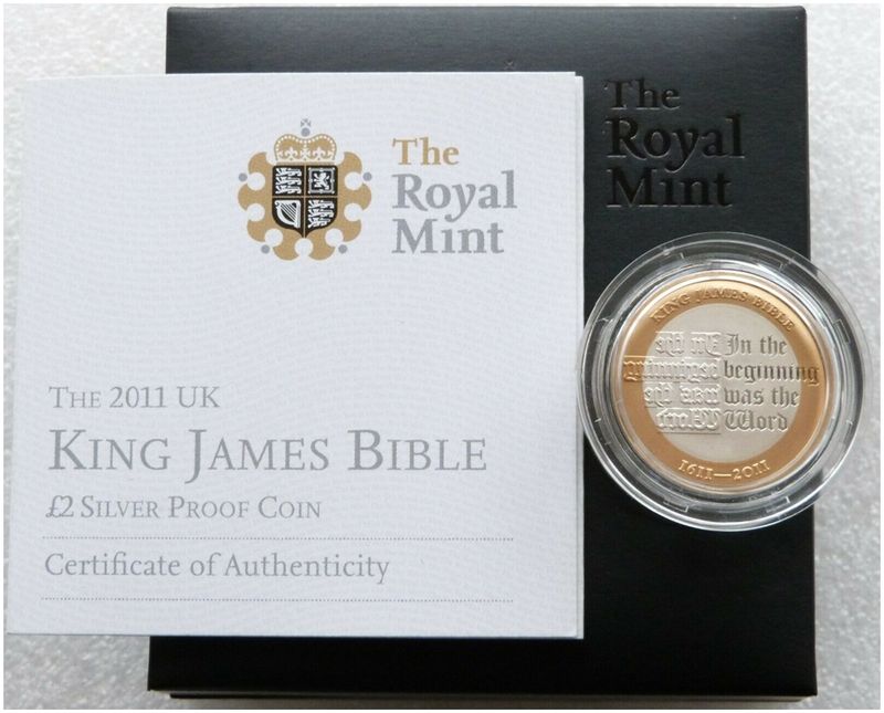 2011 King James Bible £2 Silver Proof Coin Box Coa 2011 King James Bible £2 Silver Proof Coin Box Coa