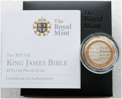 2011 King James Bible £2 Silver Proof Coin Box Coa 2011 King James Bible £2 Silver Proof Coin Box Coa