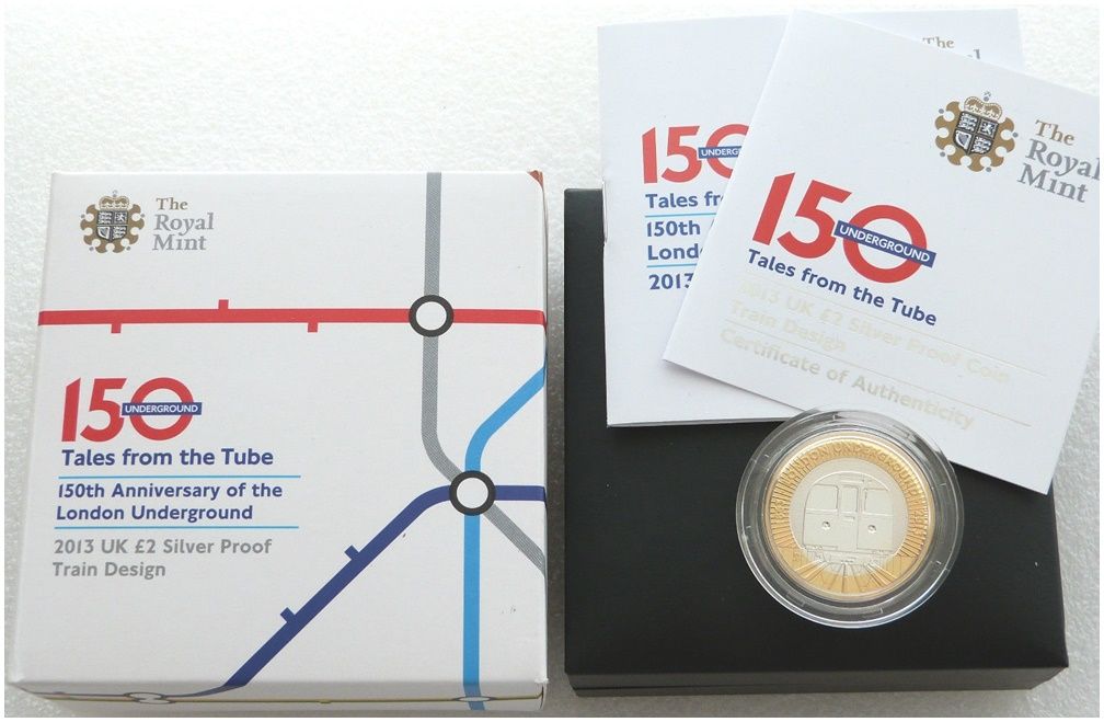 2013 London Underground Train £2 Silver Proof Coin Box Coa