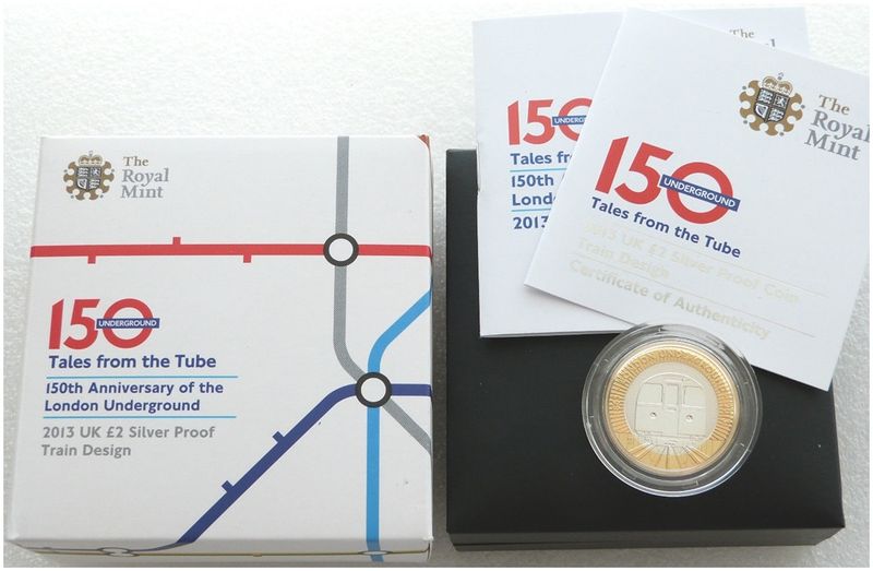 2013 London Underground Train £2 Silver Proof Coin Box Coa 2013 London Underground Train £2 Silver Proof Coin Box Coa