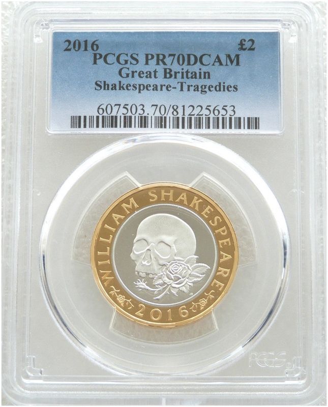 2016 William Shakespeare Tragedies £2 Silver Proof Coin PCGS PR70 DCAM 2016 William Shakespeare Tragedies £2 Silver Proof Coin PCGS PR70 DCAM