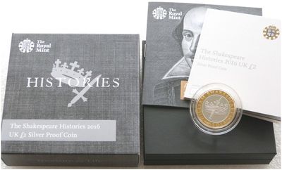 2016 William Shakespeare Histories £2 Silver Proof Coin Box Coa