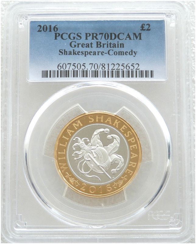 2016 William Shakespeare Comedies £2 Silver Proof Coin PCGS PR70 DCAM 2016 William Shakespeare Comedies £2 Silver Proof Coin PCGS PR70 DCAM
