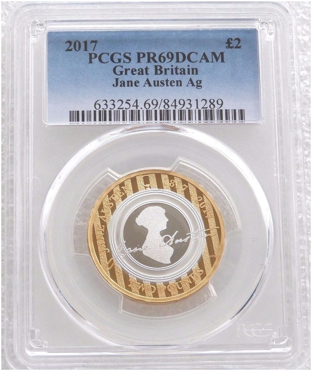 2017 Jane Austen £2 Silver Proof Coin PCGS PR69 DCAM 2017 Jane Austen £2 Silver Proof Coin PCGS PR69 DCAM