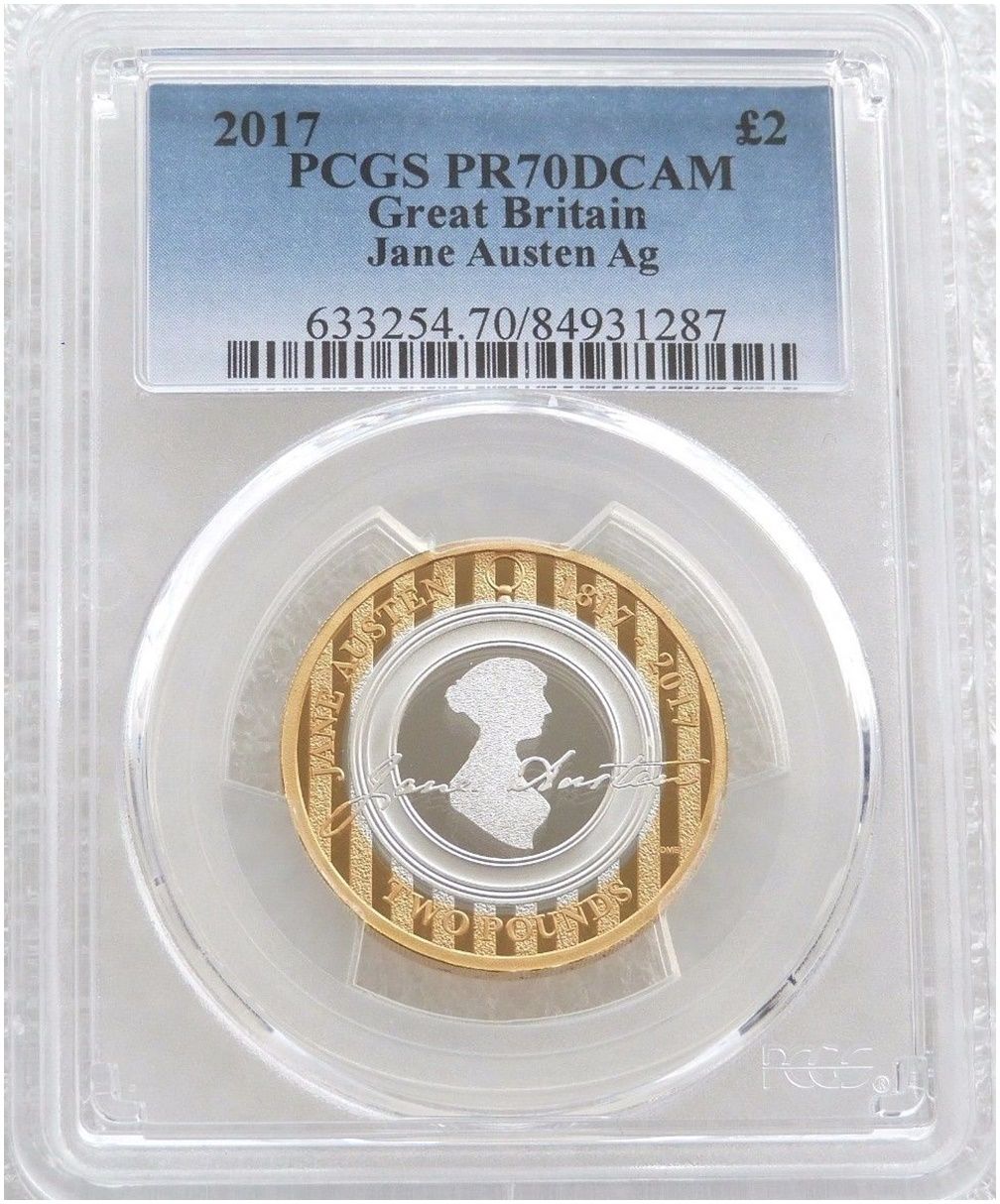 2017 Jane Austen £2 Silver Proof Coin PCGS PR70 DCAM 2017 Jane Austen £2 Silver Proof Coin PCGS PR70 DCAM