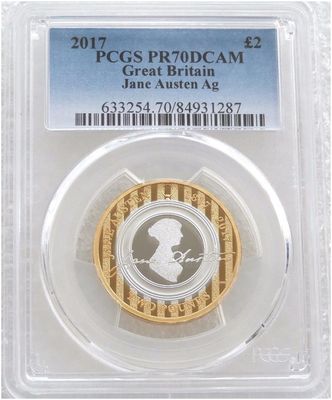 2017 Jane Austen £2 Silver Proof Coin PCGS PR70 DCAM 2017 Jane Austen £2 Silver Proof Coin PCGS PR70 DCAM