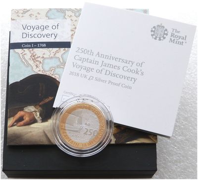2018 Captain Cook £2 Silver Proof Coin Box Coa 2018 Captain Cook £2 Silver Proof Coin Box Coa
