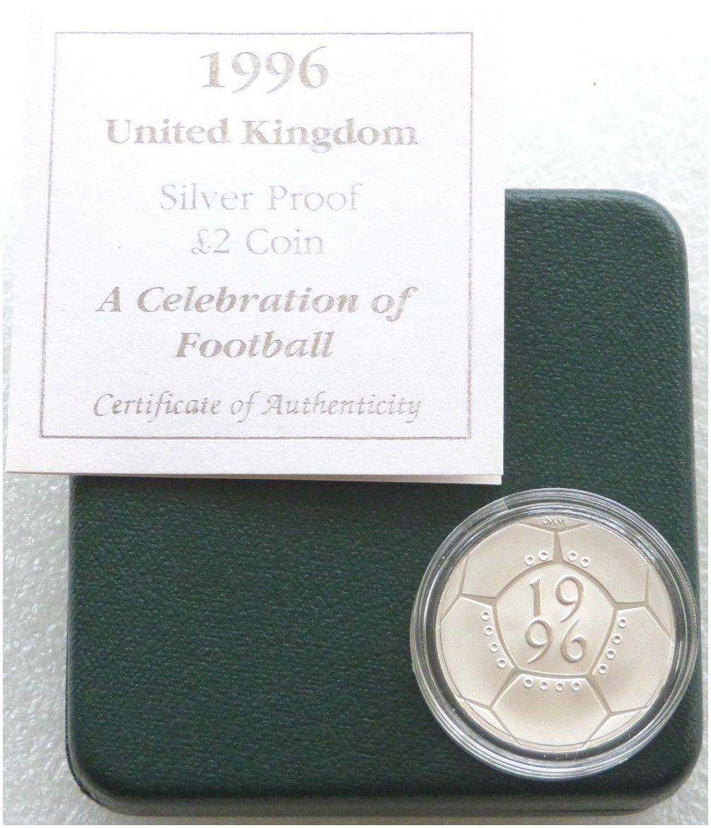 1996 Celebration of Football £2 Silver Proof Coin Box Coa 1996 Celebration of Football £2 Silver Proof Coin Box Coa